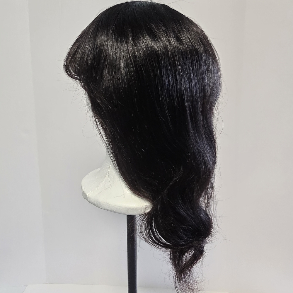 New Natural Black 100% Human Hair Wig With Bangs - Picture 8 of 16